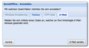 Fenster zur Auswahl des Zweit-Faktors