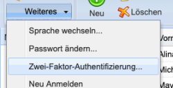 Menüpunkt Meine Sicherheitsschlüssel